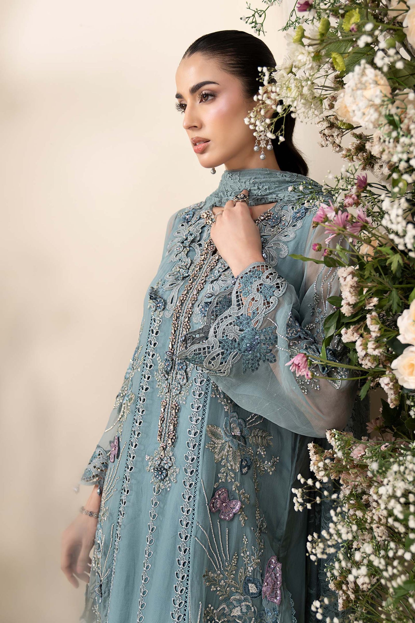 MARIA B LUXURY EMBROIDERED CHIFFON ADDA WORK - 3 PC UNSTITCHED