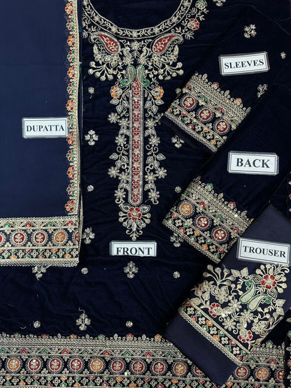 CHARIZMA LUXURY EMBROIDERED VELVET - 3 PC UNSTITCHED