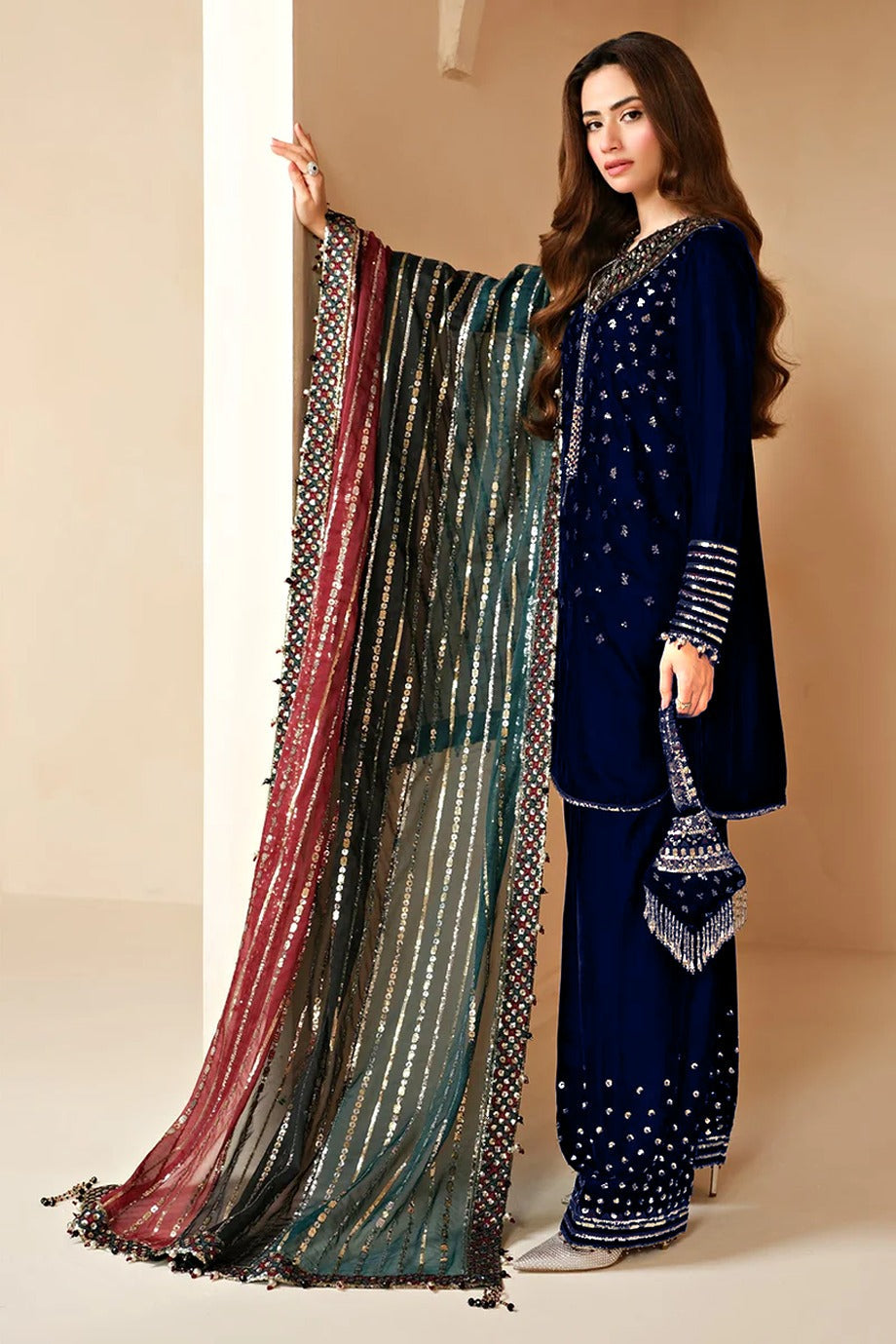 JAZMIN EMBROIDERED VELVET - 3 PC UNSTITCHED