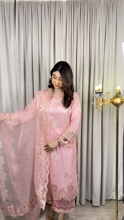 HOORAINS PRET EMBROIDERED LAWN - 3 PC STITCHED