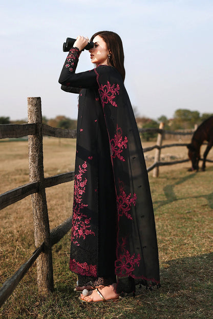 AZURE CHIFFON EMBROIDERED - BLACK CHERRY - 3 PC UNSTITCHED