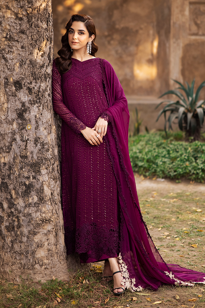 AZURE LUXURY WEDDING EMBROIDERED CHIFFON - 3 PC UNSTITCHED