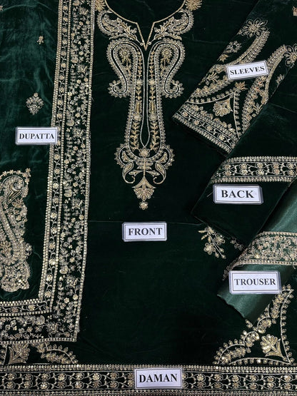 MINA HASSAN MICRO 9000 VELVET EMBROIDERED - 3 PC UNSTITCHED
