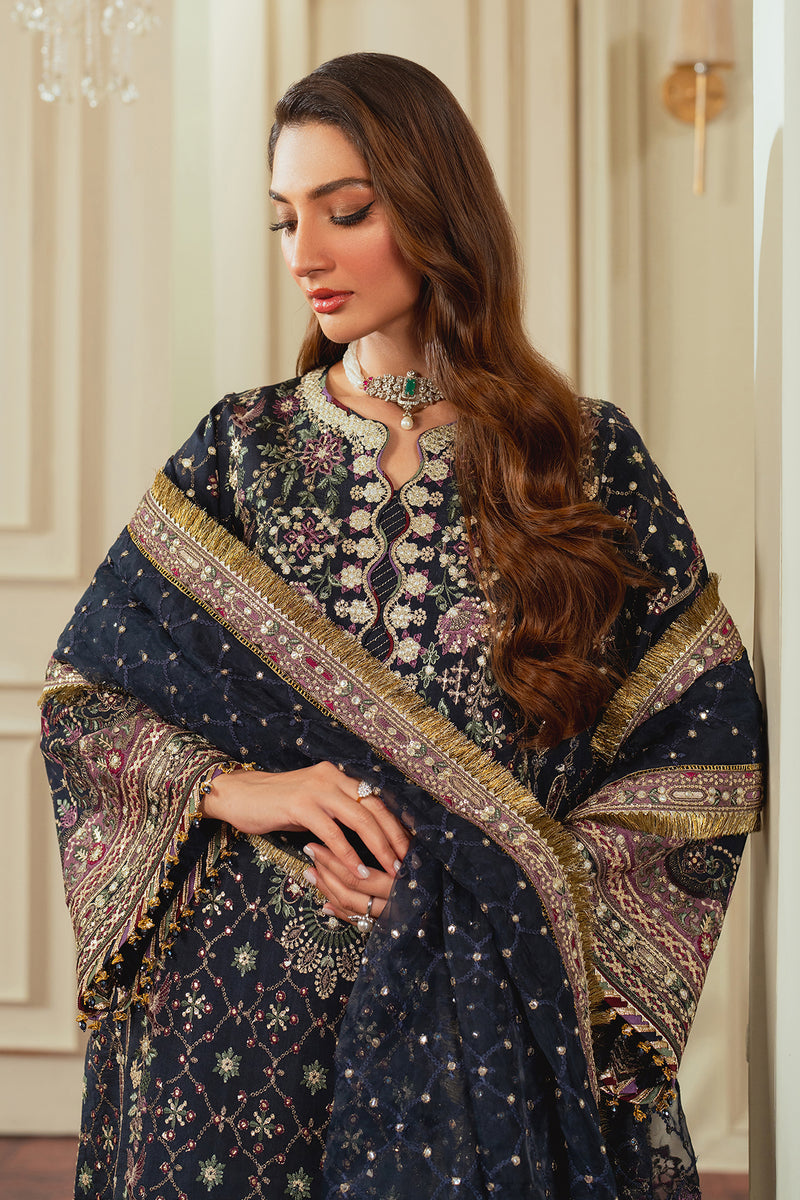 BAROQUE LUXURY WEDDING EMBROIDERED RAW SILK - 3 PC UNSTITCHED