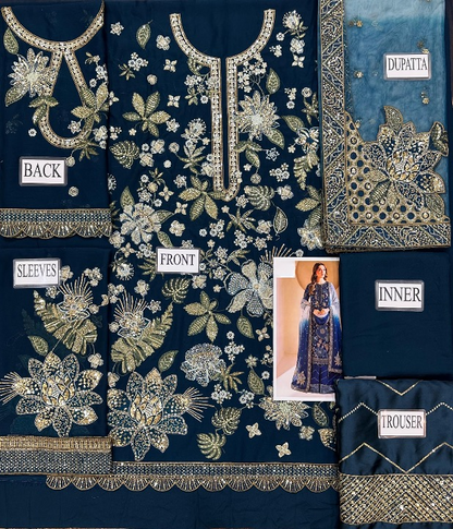 JAZMIN LUXURY EMBROIDERED CHIFFON - 3 PC UNSTITCHED