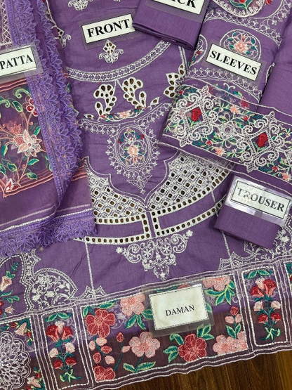 BIN ILYAS SHIFFLI EMBROIDERED COTTON - 3 PC UNSTITCHED