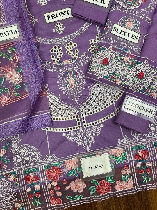 BIN ILYAS SHIFFLI EMBROIDERED COTTON - 3 PC UNSTITCHED