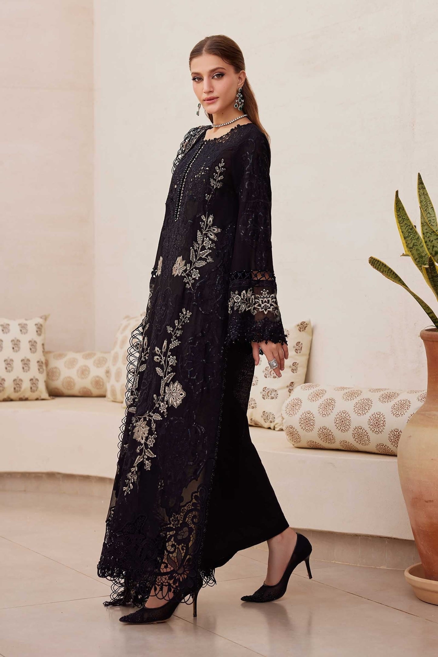 MARIA B Laser Work Embroidered Lawn - 3 Pc Unstitched