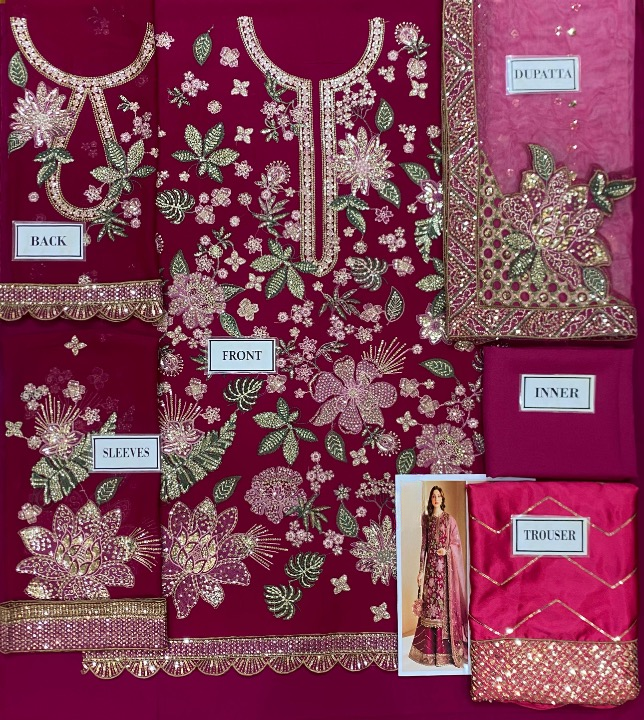 JAZMIN LUXURY WEDDING EMBROIDERED SEMI PURE CHIFFON - 3 PC UNSTITCHED
