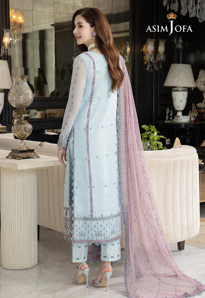 ASIM JOFA EMBROIDERED CHIFFON DRESS - 3 PC UNSTITCHED