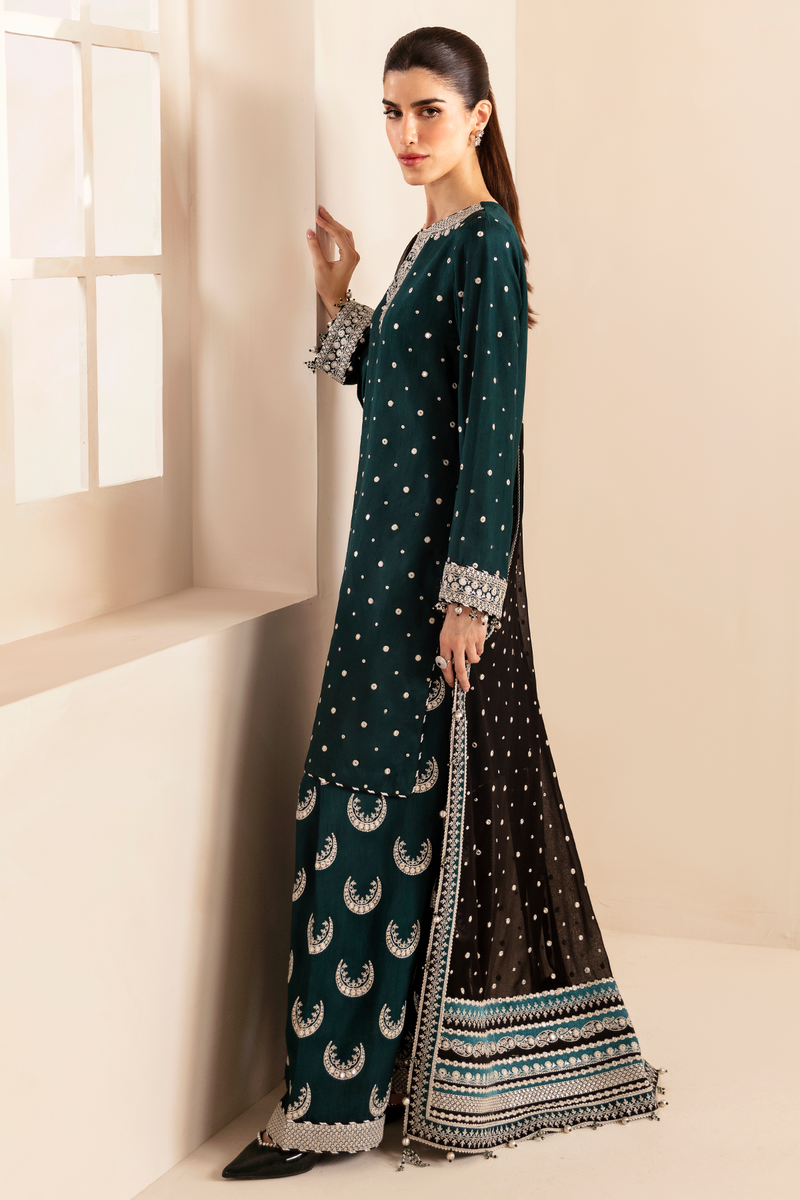 JAZMIN EMBROIDERED RAW SILK - 3 PC UNSTITCHED