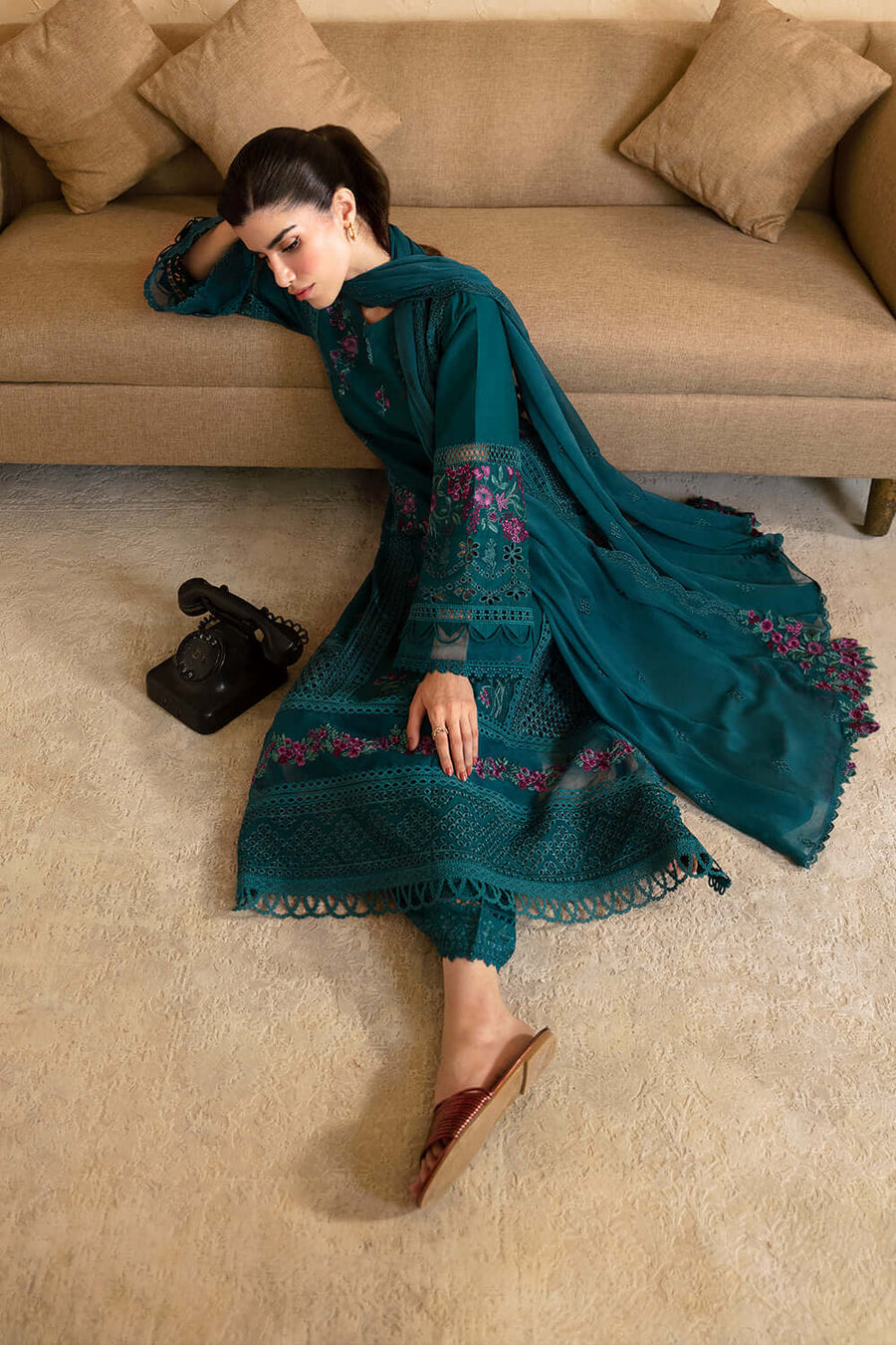 AZURE EMBROIDERED CHIKANKARI LAWN - 3 PC UNSTITCHED