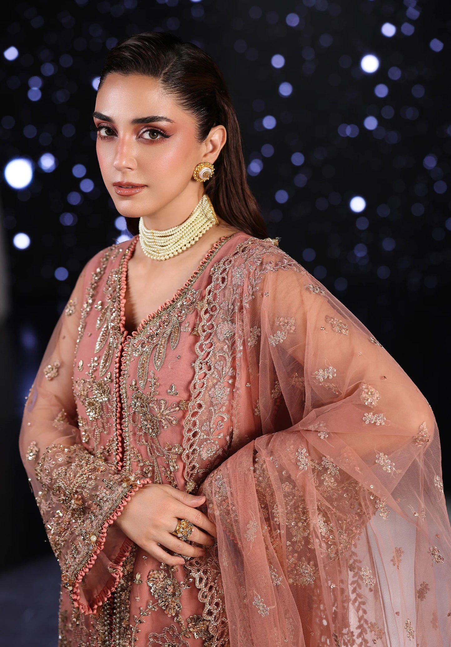 ELAF BAREEZE NET HAND EMBELLISHED & EMBROIDERED 3 PC UNSTITCHED