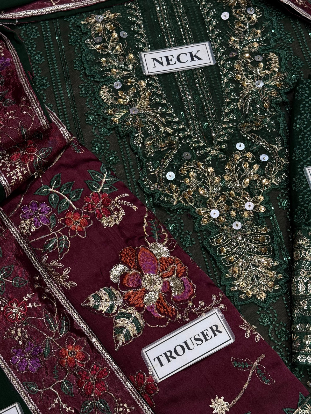 NUREH EMBROIDERED CHIFFON DRESS - 3 PC UNSTITCHED