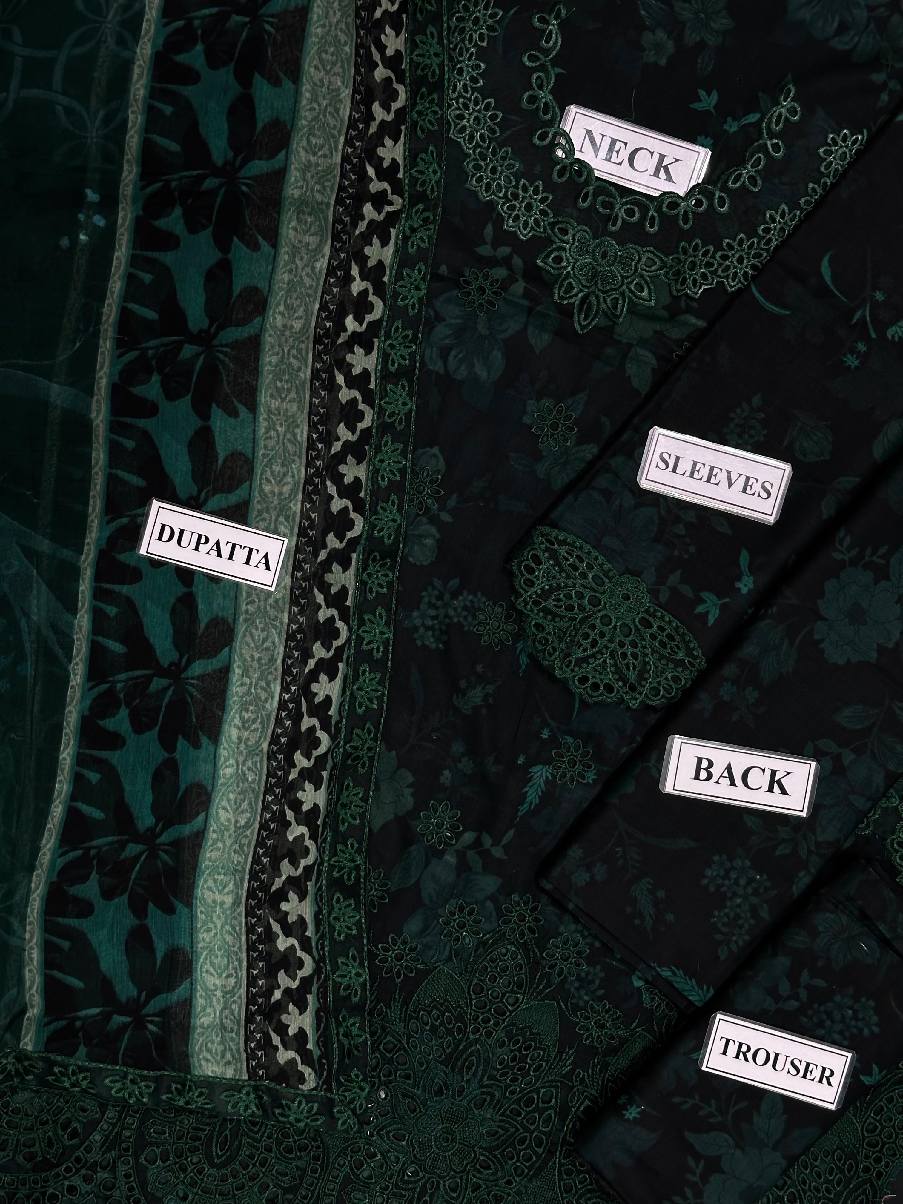 FARASHA CHIKANKARI EMBROIDERED LAWN - 3 PC UNSTITCHED