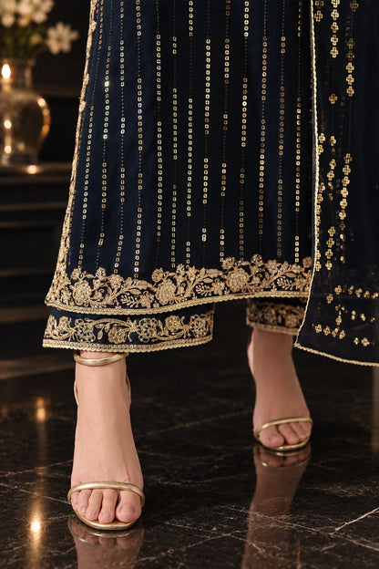 IZNIK EMBROIDERED CHIFFON DRESS - 3 PC UNSTITCHED
