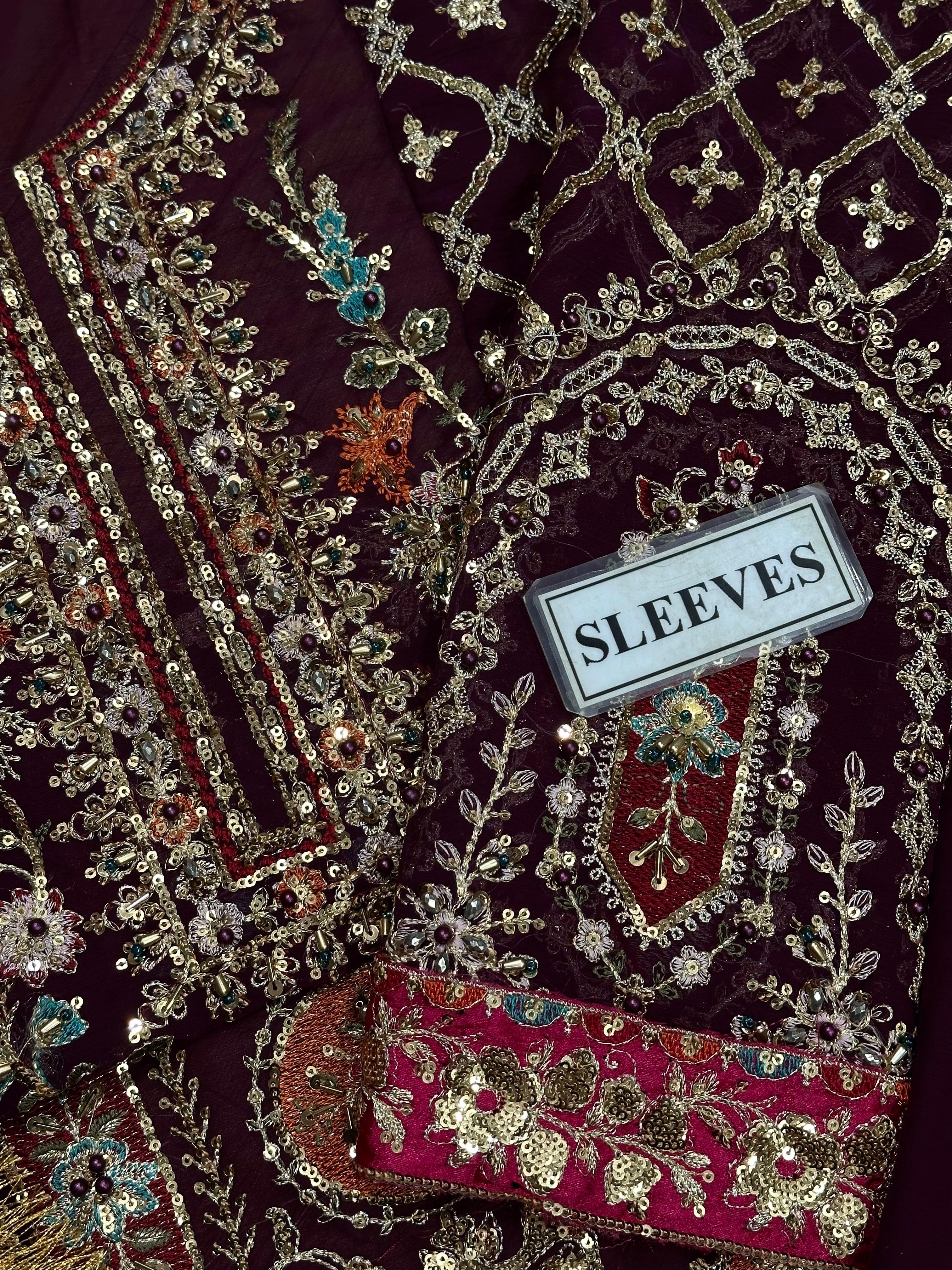 MARIA B LUXURY EMBROIDERED CHIFFON ADDA WORK - 3 PC UNSTITCHED