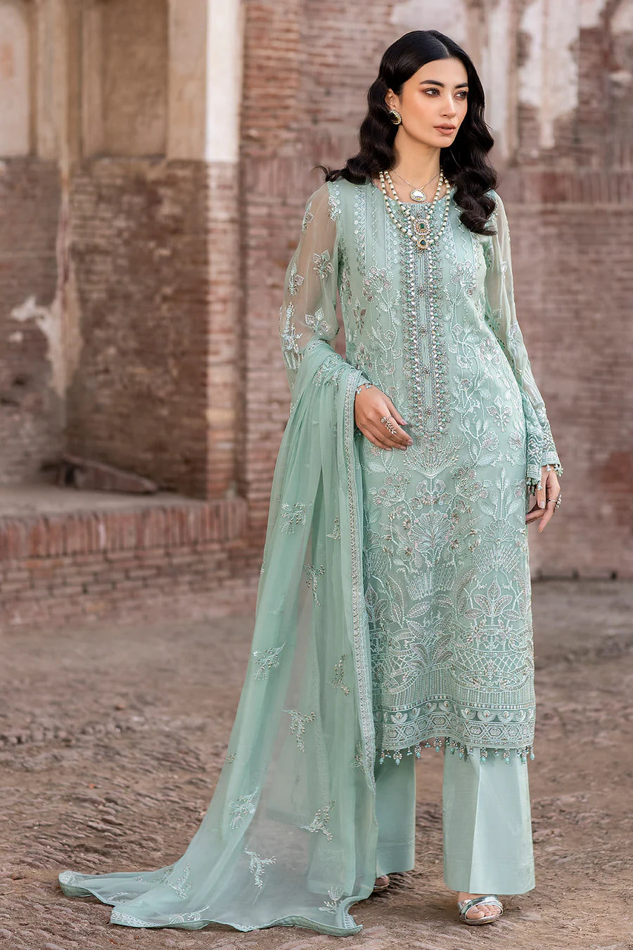 SAFEERA LUXURY WEDDING EMBROIDERED SEMI PURE CHIFFON - 3 PC UNSTITCHED
