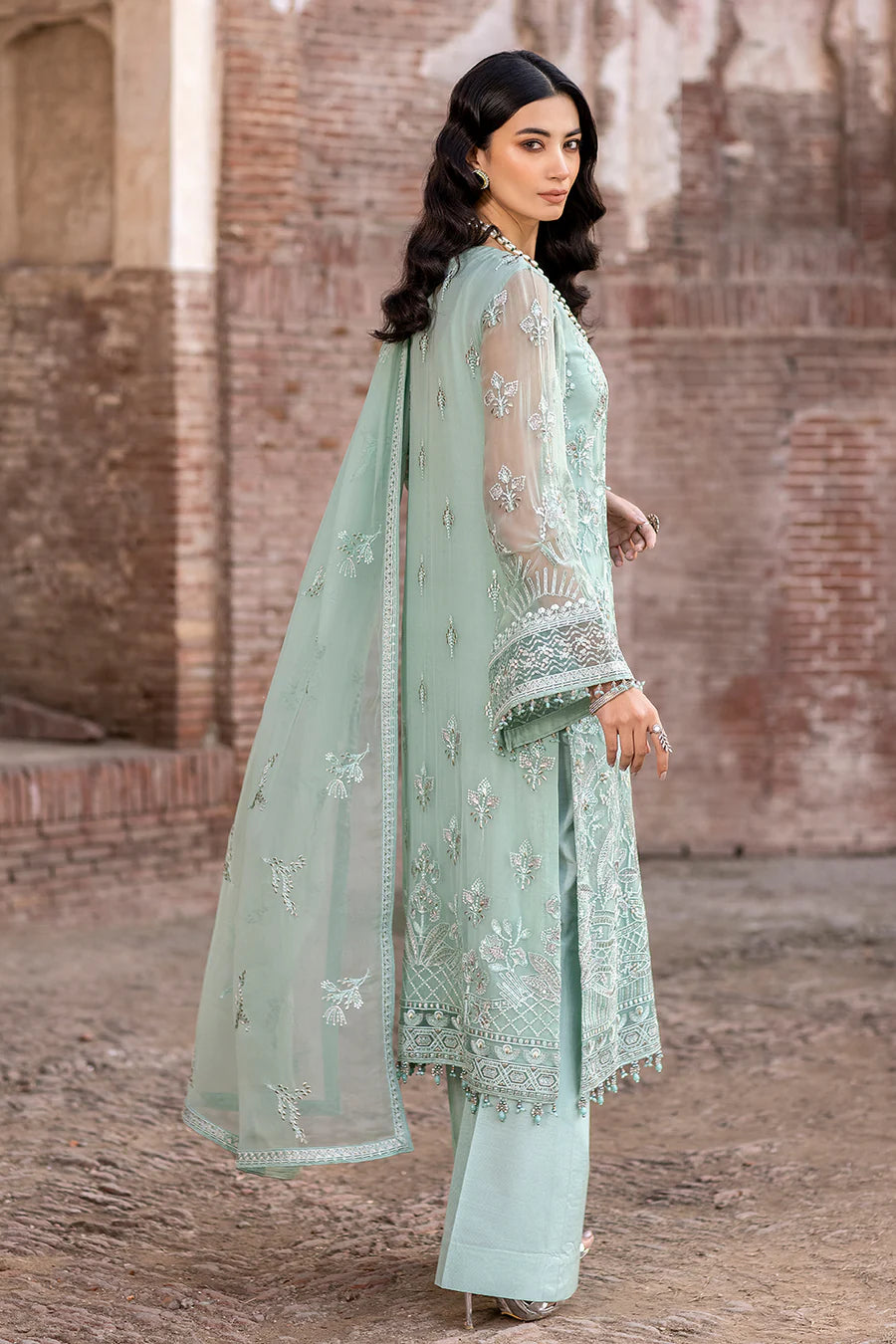 SAFEERA LUXURY WEDDING EMBROIDERED SEMI PURE CHIFFON - 3 PC UNSTITCHED