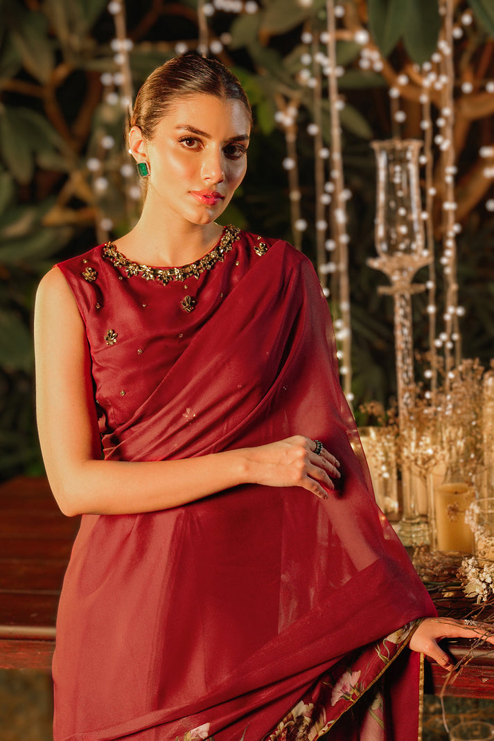 LULUSAR LUXURY DIGITAL PRINTED SILK SAREE - 3 PC UNSTITCHED