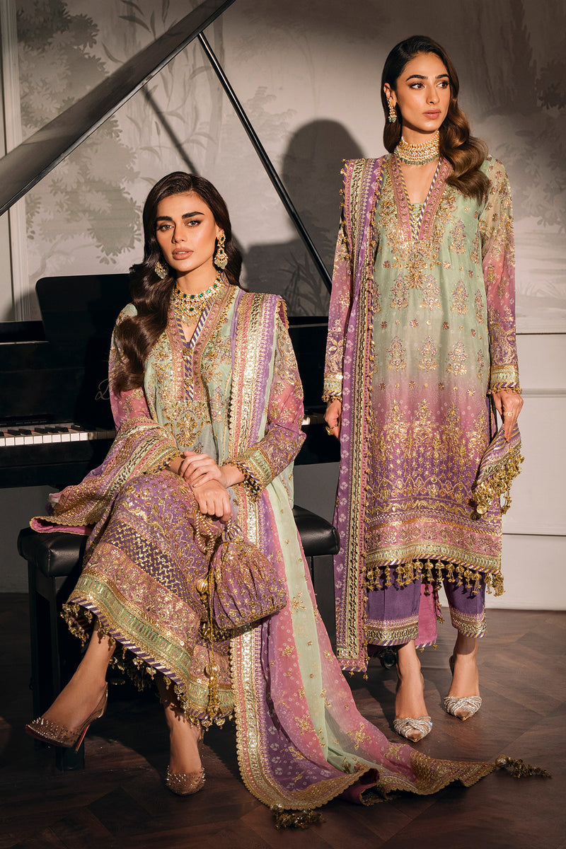 BAROQUE LUXURY EMBROIDERED HANDWORK CHIFFON - 3 PC UNSTITCHED