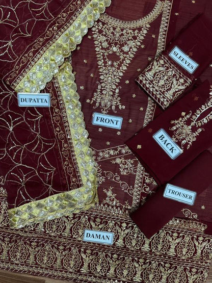ASIM JOFA LUXURY EMBROIDERED CHIFFON - 3 PC UNSTITCHED