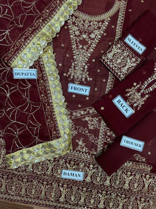 ASIM JOFA LUXURY EMBROIDERED CHIFFON - 3 PC UNSTITCHED