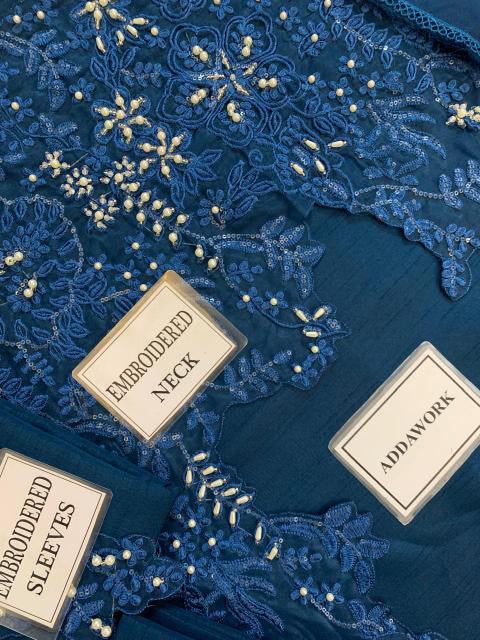 MUSFERAH SAAD LUXURY EMBROIDERED RAW SILK - 3 PC UNSTITCHED