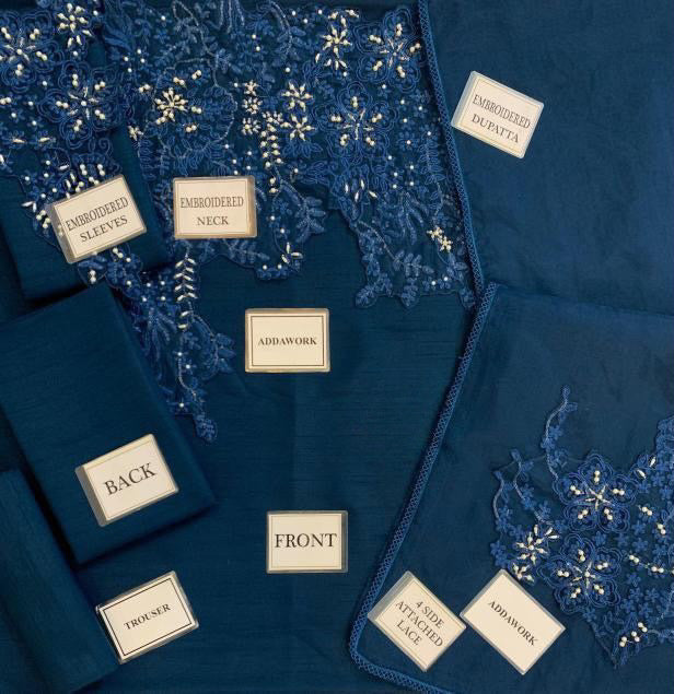 MUSFERAH SAAD LUXURY EMBROIDERED RAW SILK - 3 PC UNSTITCHED