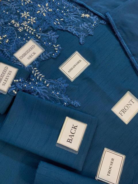 MUSFERAH SAAD LUXURY EMBROIDERED RAW SILK - 3 PC UNSTITCHED