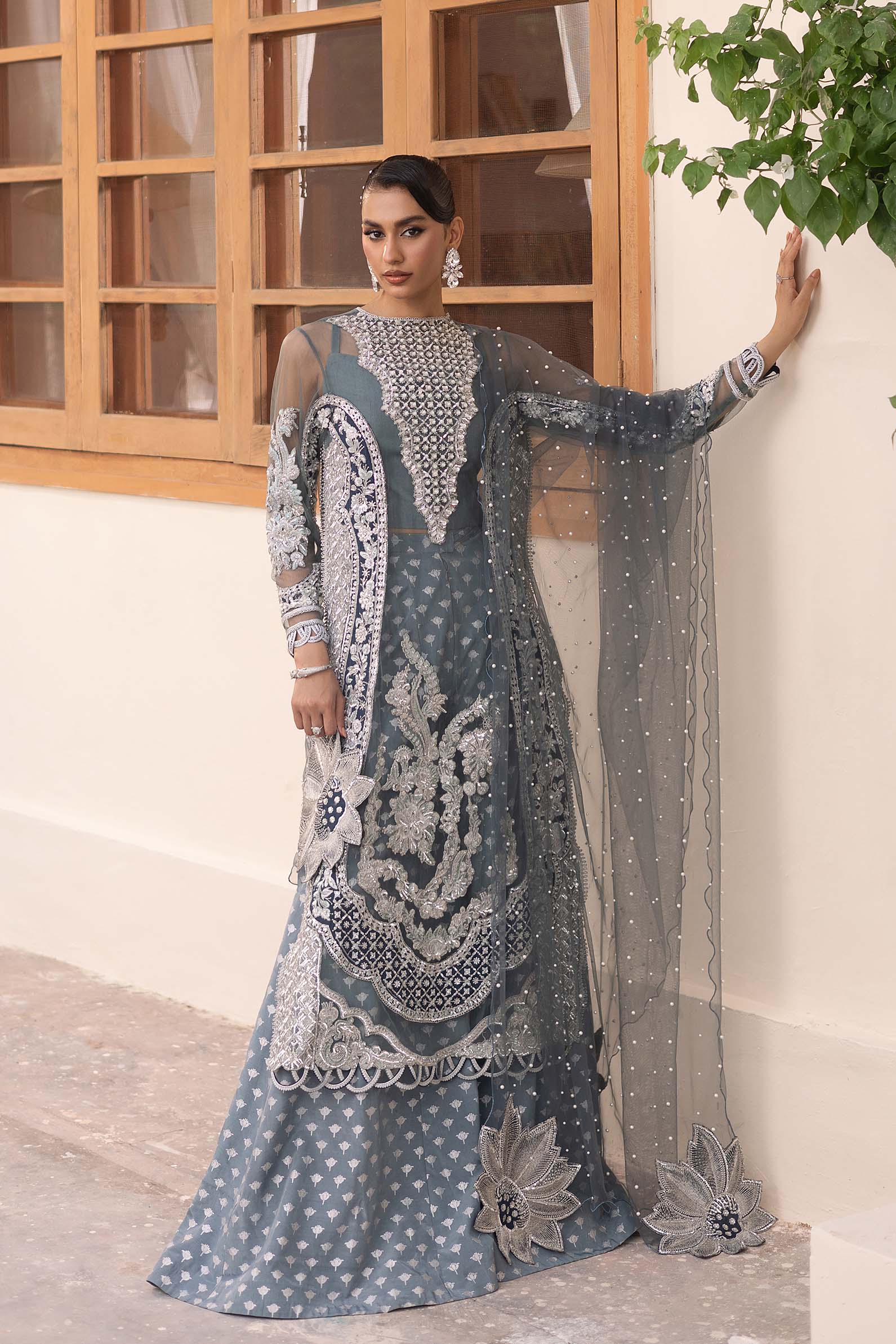 MARYAM HUSSAIN LUXURY WEDDING EMBROIDERED NET - 3 PC UNSTITCHED