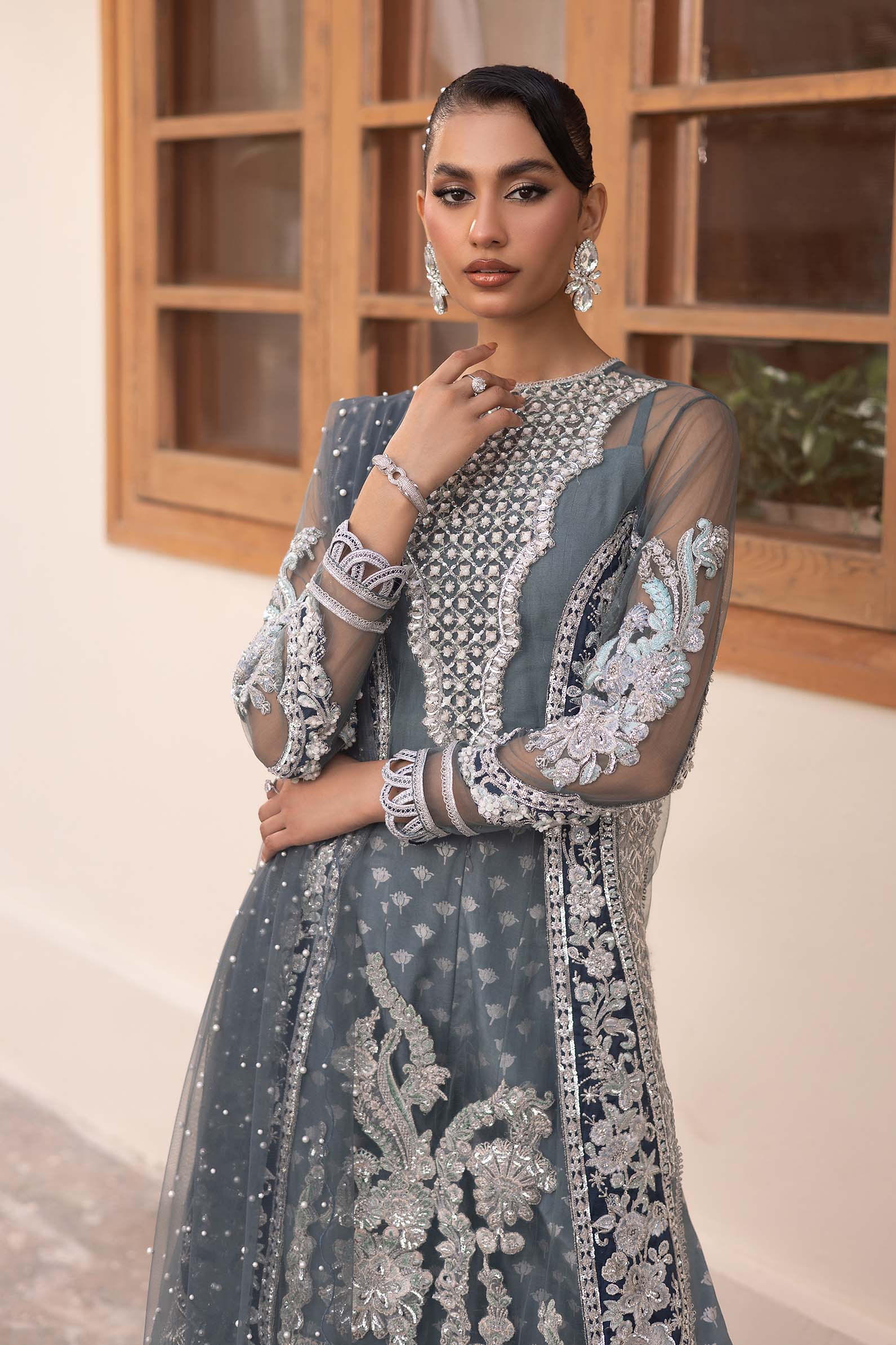 MARYAM HUSSAIN LUXURY WEDDING EMBROIDERED NET - 3 PC UNSTITCHED