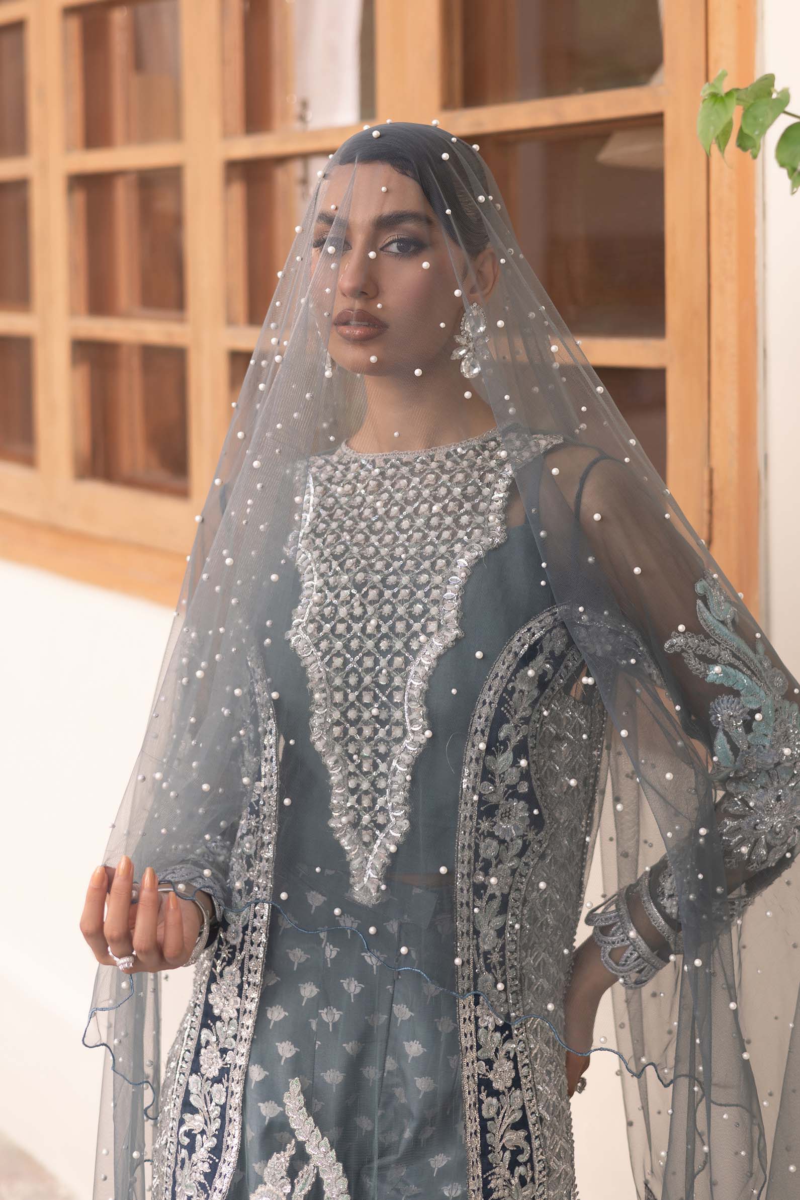 MARYAM HUSSAIN LUXURY WEDDING EMBROIDERED NET - 3 PC UNSTITCHED