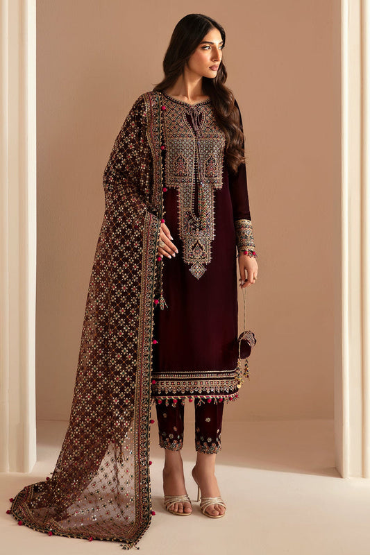 JAZMIN LUXURY EMBROIDERED VELVET - 3 PC UNSTITCHED