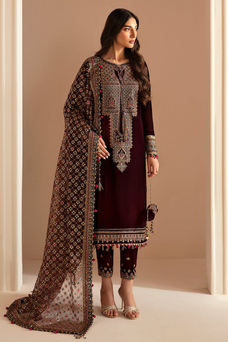 JAZMIN LUXURY EMBROIDERED VELVET - 3 PC UNSTITCHED