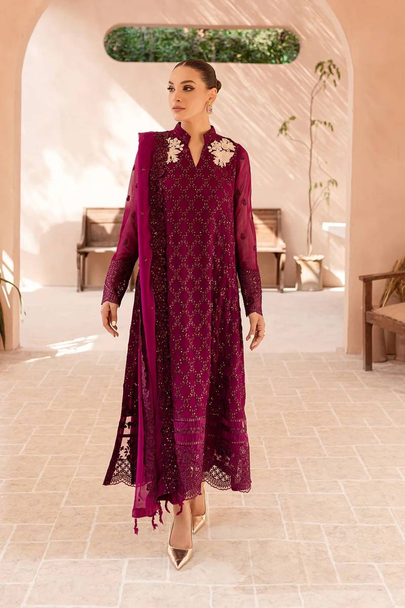 AZURE LUXURY EMBROIDERED CHIFFON - 3 PC UNSTITCHED