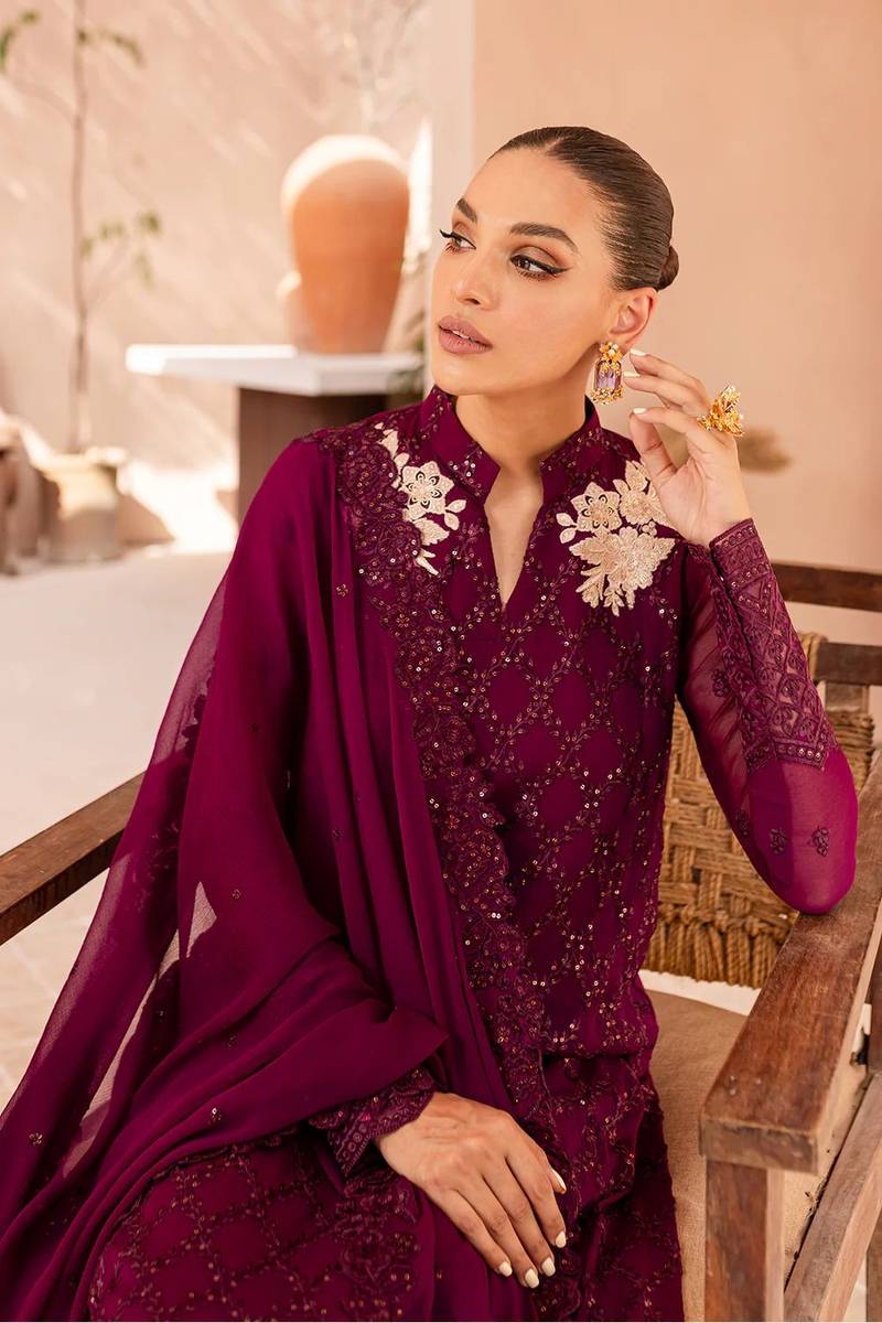 AZURE LUXURY EMBROIDERED CHIFFON - 3 PC UNSTITCHED