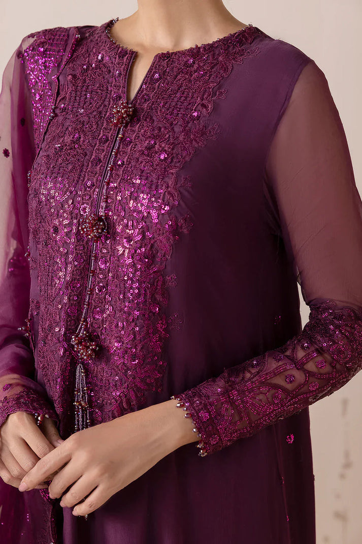 BAROQUE EMBROIDERED CHIFFON - 3 PC UNSTITCHED