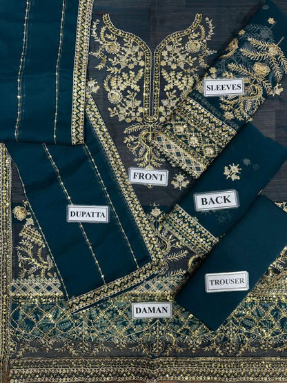 ASIM JOFA EMBROIDERED CHIFFON - 3 PC UNSTITCHED