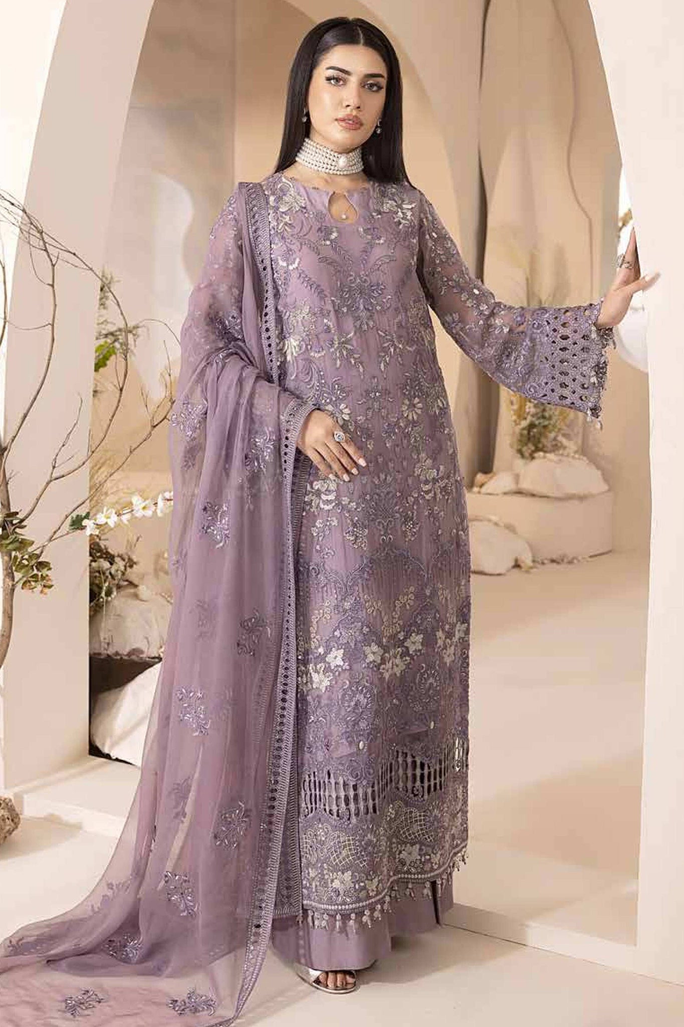 LAVISH LUXURY WEDDING EMBROIDERED CHIFFON - 3 PC UNSTITCHED