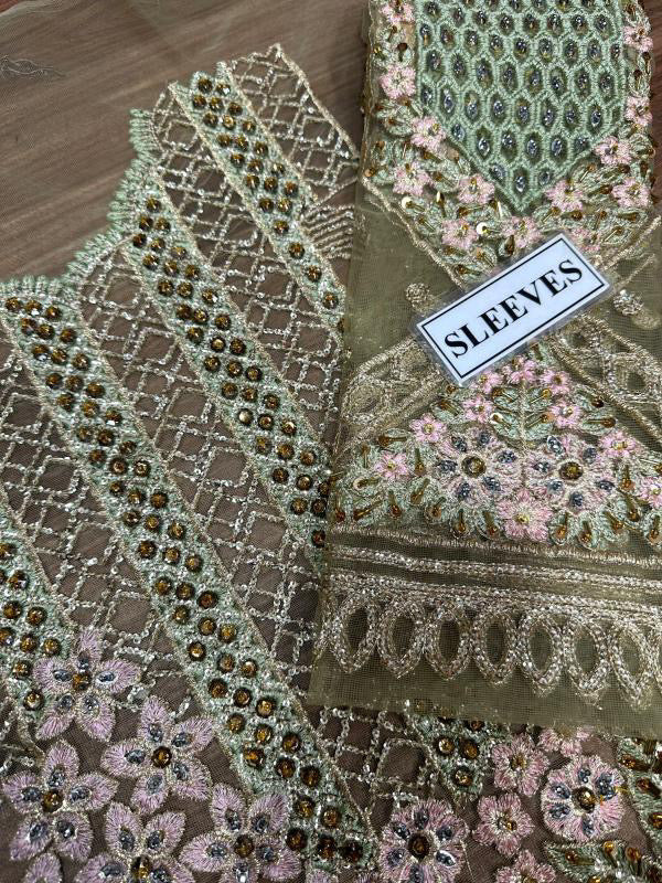 MARYAM HUSSAIN LUXURY WEDDING EMBROIDERED NET - 3 PC UNSTITCHED