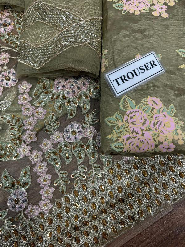 MARYAM HUSSAIN LUXURY WEDDING EMBROIDERED NET - 3 PC UNSTITCHED