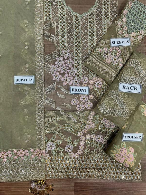 MARYAM HUSSAIN LUXURY WEDDING EMBROIDERED NET - 3 PC UNSTITCHED