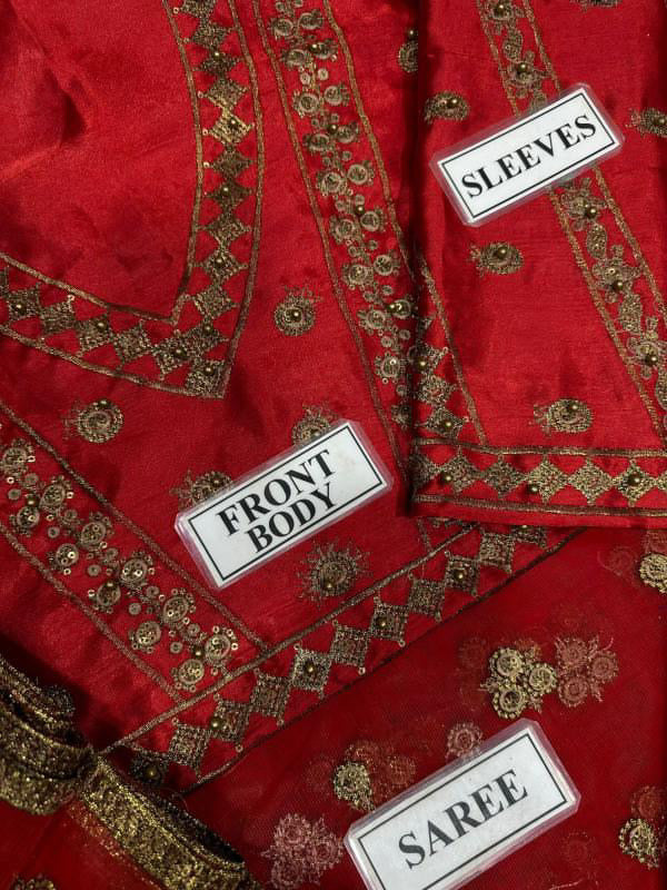 SAPPHIRE LUXURY EMBROIDERED NET SAREE - 3 PC UNSTITCHED