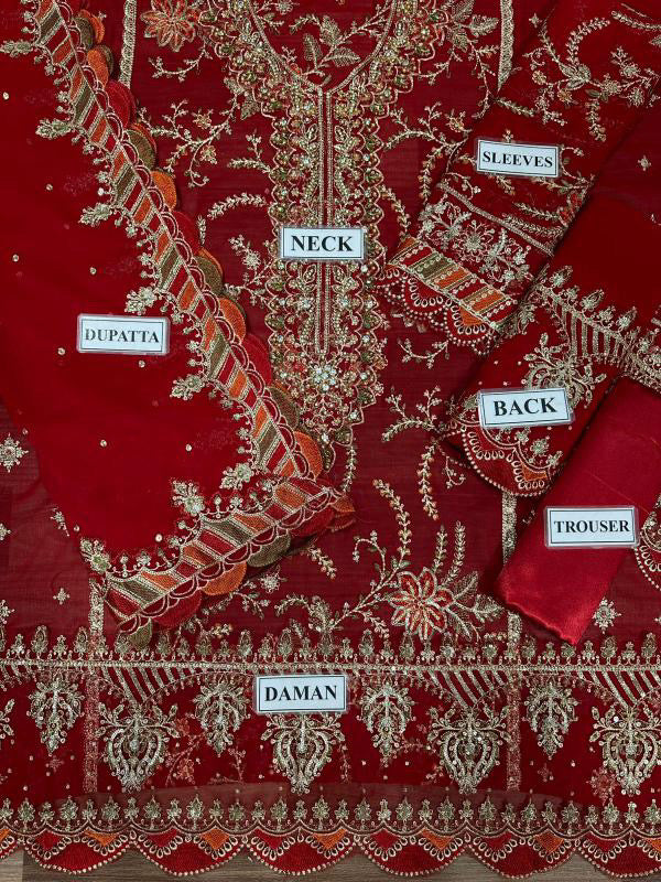 MARIA B LUXURY EMBROIDERED CHIFFON - 3 PC UNSTITCHED