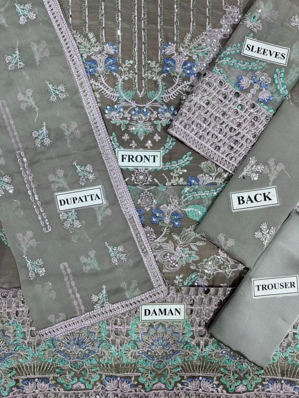 LAVISH PREMIUM LUXURY WEDDING EMBROIDERED CHIFFON - 3 PC UNSTITCHED