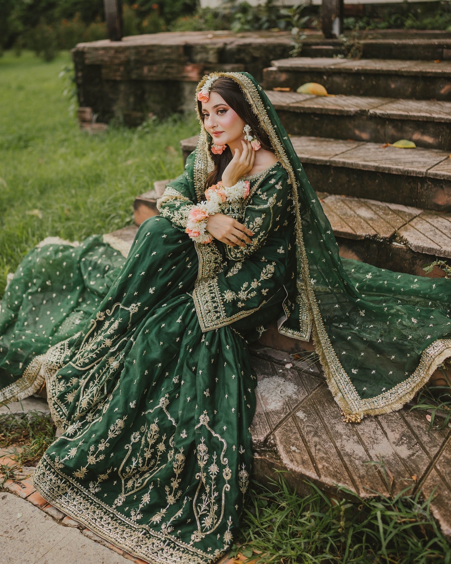 MAHAWAJAHAT BRIDAL GHARARA EMBROIDERED CHIFFON - 3 PC UNSTITCHED