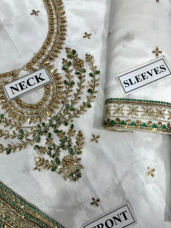 SOO KAMAL LUXURY RAW SILK EMBROIDERED - 3 PC UNSTITCHED