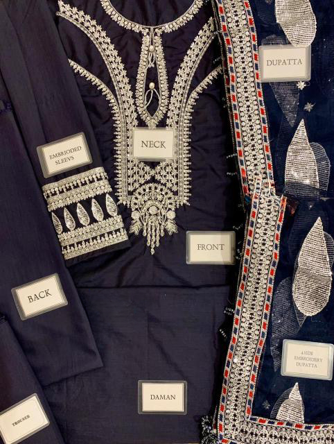 JAZMIN PREMIUM EMBROIDERED RAW SILK - 3 PC UNSTITCHED