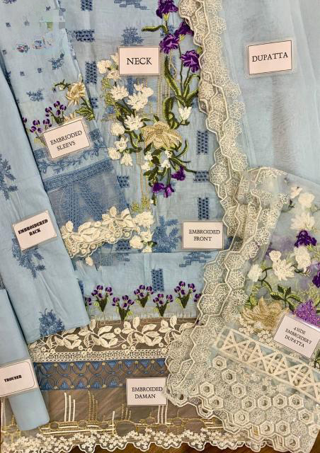 ELAF LUXURY CHIKANKARI EMBROIDERED LAWN - 3 PC UNSTITCHED